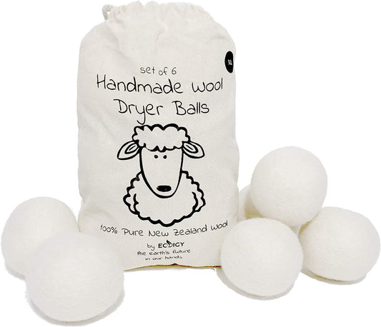 Wool Dryer Balls Organic XL 6-Pack by , Reusable Natural Fabric Softener for Laundry, Dryer Sheets Alternative, New Zealand Wool, Speed up Dry Time, Cut Energy Costs